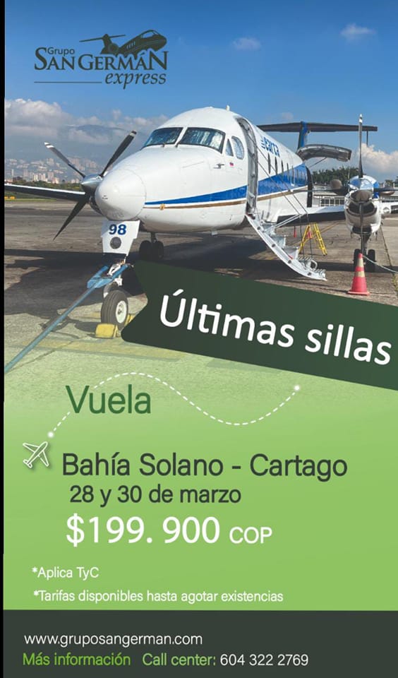 En este momento estás viendo ULTIMAS SILLAS BAHÍA SOLANO – CARTAGO